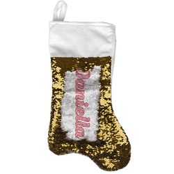 Damask Reversible Sequin Stocking - Gold (Personalized)