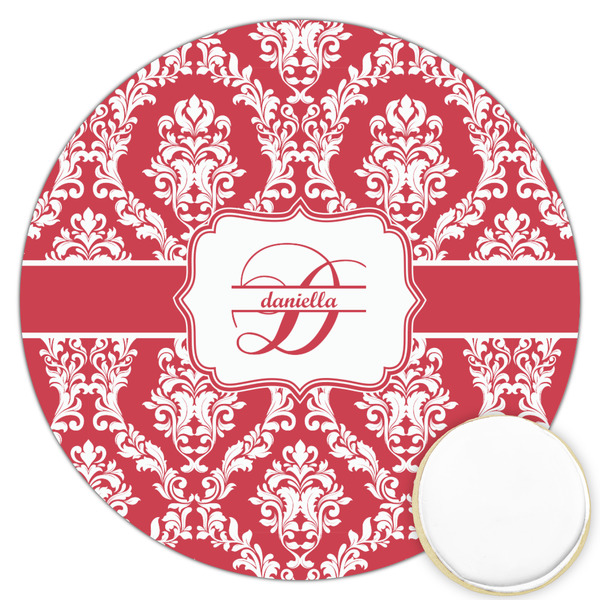 Custom Damask Printed Cookie Topper - 3.25" (Personalized)