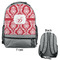 Damask Large Backpack - Gray - Front & Back View