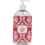 Damask Plastic Soap / Lotion Dispenser (16 oz - Large - White) (Personalized)