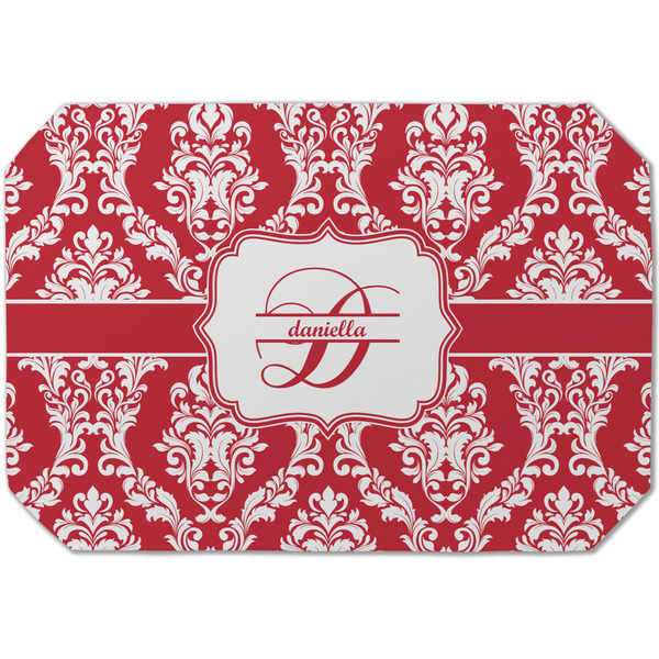 Custom Damask Dining Table Mat - Octagon (Single-Sided) w/ Name and Initial