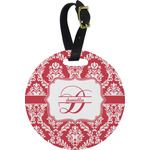 Damask Plastic Luggage Tag - Round (Personalized)