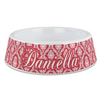 Damask Plastic Dog Bowl - Large (Personalized)