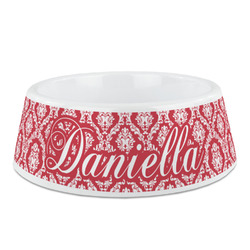 Damask Plastic Dog Bowl (Personalized)