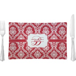 Damask Rectangular Glass Lunch / Dinner Plate - Single or Set (Personalized)