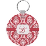 Damask Round Plastic Keychain (Personalized)