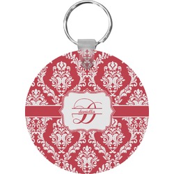 Damask Round Plastic Keychain (Personalized)