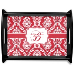 Damask Black Wooden Tray - Large (Personalized)