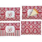 Damask Set of 4 Glass Rectangular Appetizer / Dessert Plate (Personalized)