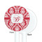 Damask White Plastic 5.5" Stir Stick - Single Sided - Round - Front & Back