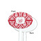 Damask White Plastic 7" Stir Stick - Single Sided - Oval - Front & Back