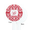 Damask White Plastic 7" Stir Stick - Single Sided - Round - Front & Back