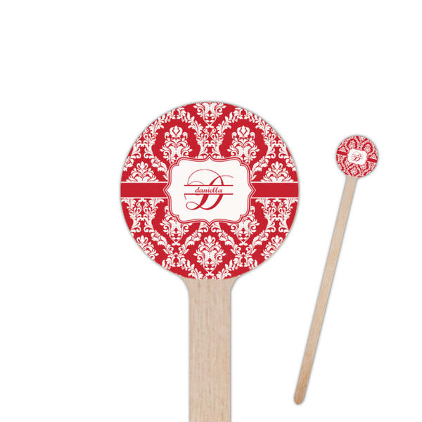 Custom Damask Round Wooden Stir Sticks (Personalized)