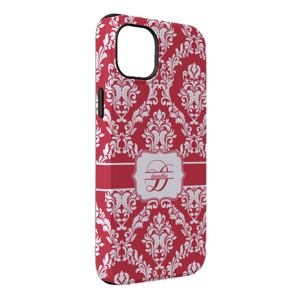 Custom Damask iPhone Case - Rubber Lined - iPhone 14 Plus (Personalized)