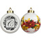 Toile Ceramic Christmas Ornament - Poinsettias (APPROVAL)