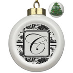 Toile Ceramic Ball Ornament - Christmas Tree (Personalized)