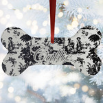 Toile Ceramic Dog Ornament w/ Initial