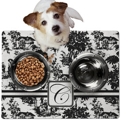 Toile Dog Food Mat - Medium w/ Initial
