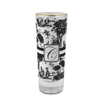 Toile 2 oz Shot Glass -  Glass with Gold Rim - Single (Personalized)