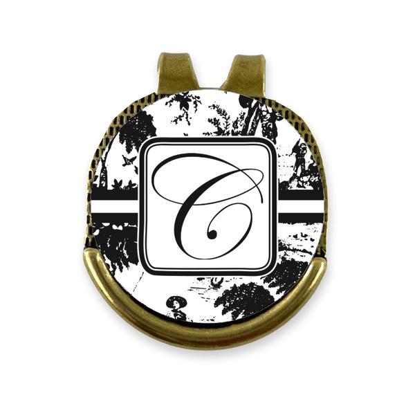 Custom Toile Golf Ball Marker - Hat Clip - Gold