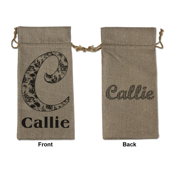 Custom Toile Large Burlap Gift Bag - Front & Back (Personalized)