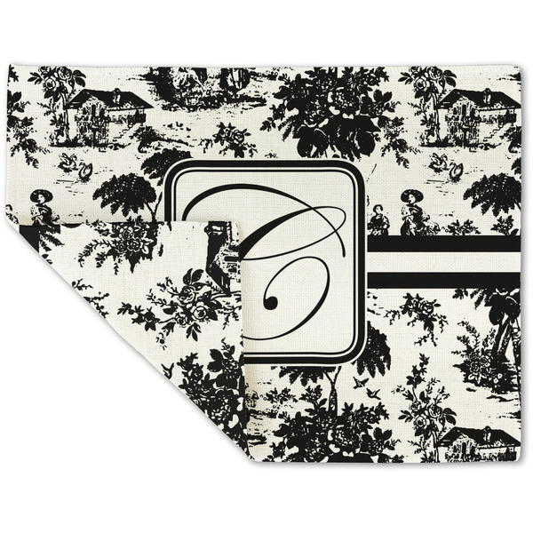 Custom Toile Double-Sided Linen Placemat - Single w/ Initial