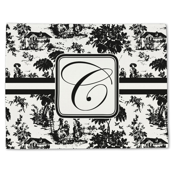 Custom Toile Single-Sided Linen Placemat - Single w/ Initial