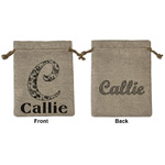 Toile Medium Burlap Gift Bag - Front & Back (Personalized)