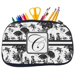 Toile Neoprene Pencil Case - Medium w/ Initial