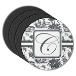 Toile Round Rubber Backed Coasters - Set of 4 (Personalized)