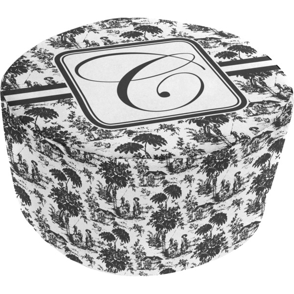 Custom Toile Round Pouf Ottoman (Personalized)