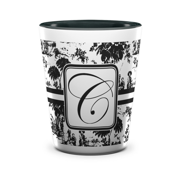 Custom Toile Ceramic Shot Glass - 1.5 oz - Two Tone - Set of 4 (Personalized)