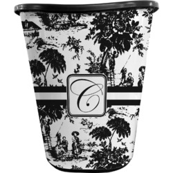 Toile Waste Basket - Double Sided (Black) (Personalized)