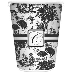 Toile Waste Basket - Double Sided (White) (Personalized)