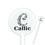 Toile 5.5" Round Plastic Stir Sticks - White - Single Sided (Personalized)