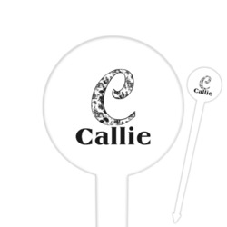 Toile 6" Round Plastic Food Picks - White - Double Sided (Personalized)