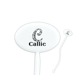 Toile 7" Oval Plastic Stir Sticks - White - Single Sided (Personalized)