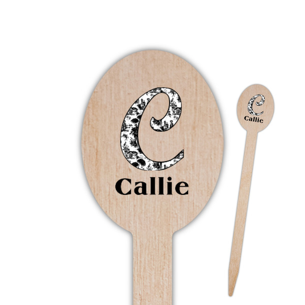 Custom Toile Oval Wooden Food Picks - Double Sided (Personalized)