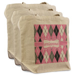 Argyle Reusable Cotton Grocery Bags - Set of 3 (Personalized)