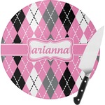 Argyle Round Glass Cutting Board - Small (Personalized)