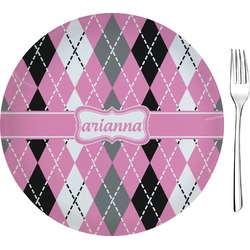 Argyle 8" Glass Appetizer / Dessert Plates - Single or Set (Personalized)