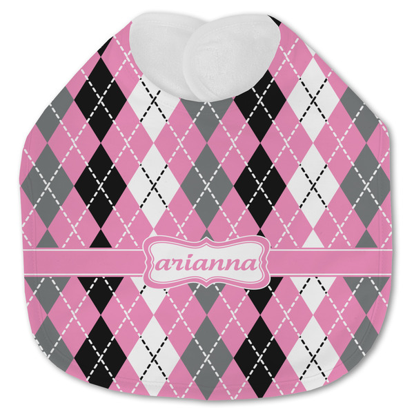 Custom Argyle Jersey Knit Baby Bib w/ Name or Text