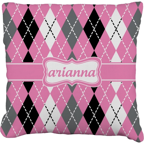 Custom Argyle Faux-Linen Throw Pillow 16" (Personalized)