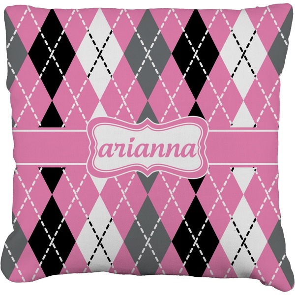 Custom Argyle Faux-Linen Throw Pillow 18" (Personalized)