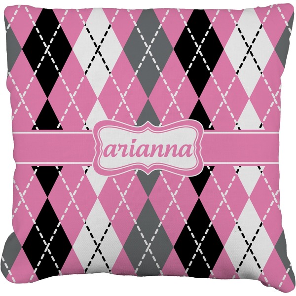 Custom Argyle Faux-Linen Throw Pillow 20" (Personalized)