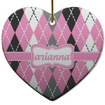 Argyle Heart Ceramic Ornament w/ Name or Text