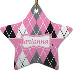 Argyle Star Ceramic Ornament w/ Name or Text