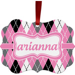 Argyle Metal Frame Ornament - Double Sided w/ Name or Text