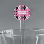 Argyle 7" Round Plastic Stir Sticks - Clear (Personalized)