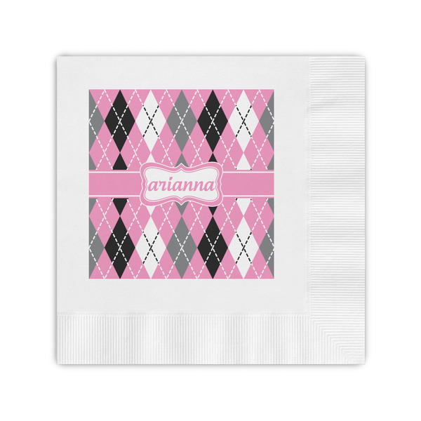 Custom Argyle Coined Cocktail Napkins (Personalized)